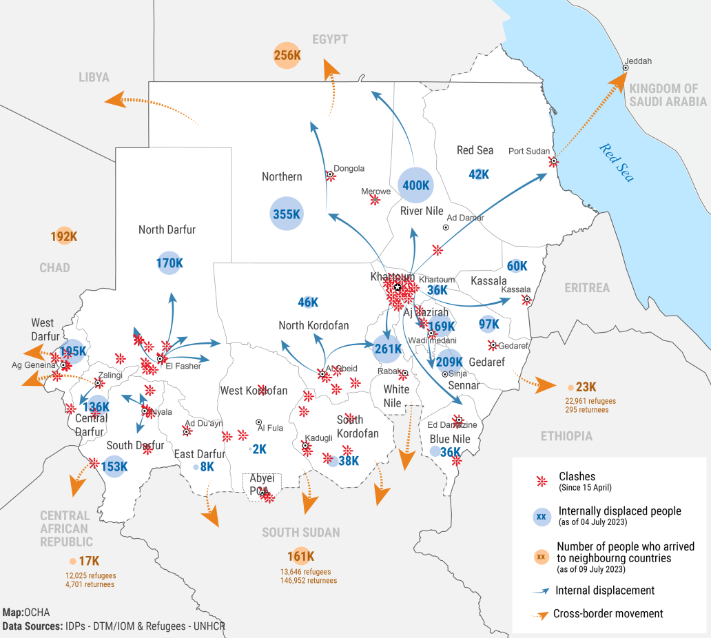 Sudan displacement map (June 2023)